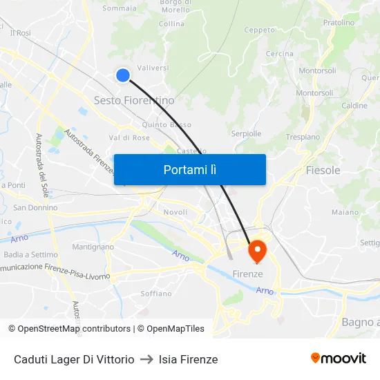Caduti Lager Di Vittorio to Isia Firenze map