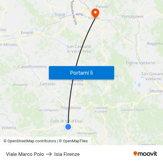 Viale Marco Polo to Isia Firenze map