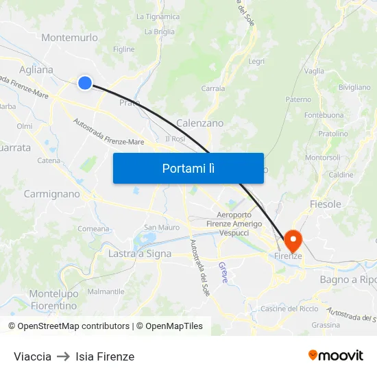 Viaccia to Isia Firenze map