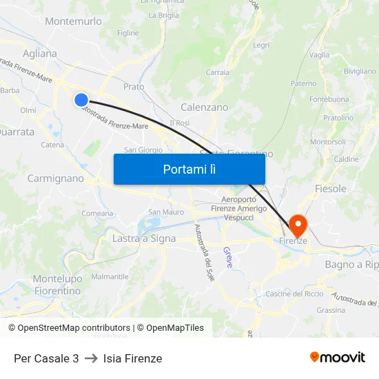 Per Casale 3 to Isia Firenze map