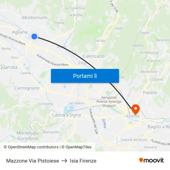 Mazzone Via Pistoiese to Isia Firenze map