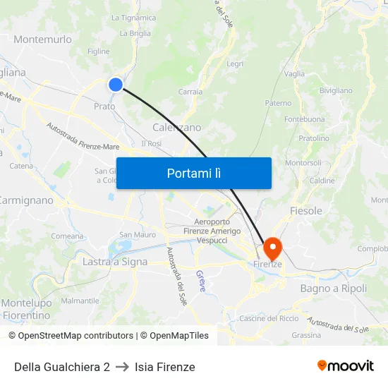 Della Gualchiera 2 to Isia Firenze map