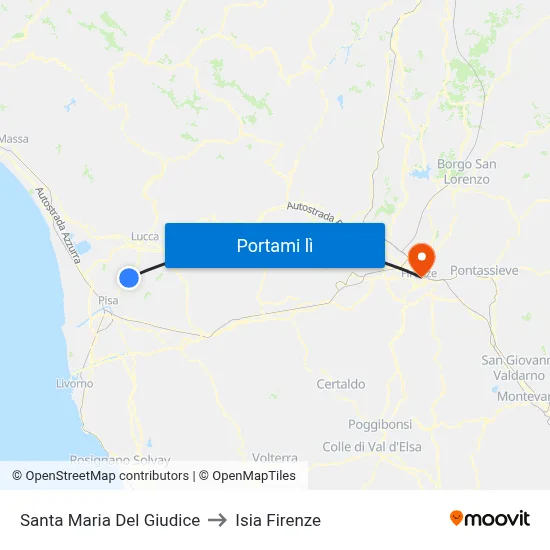 Santa Maria Del Giudice to Isia Firenze map