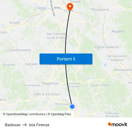 Badesse to Isia Firenze map
