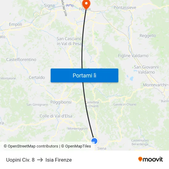 Uopini Civ. 8 to Isia Firenze map