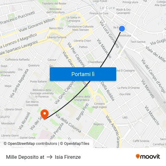Mille Deposito at to Isia Firenze map