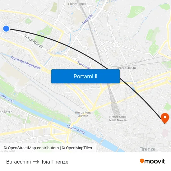 Baracchini to Isia Firenze map