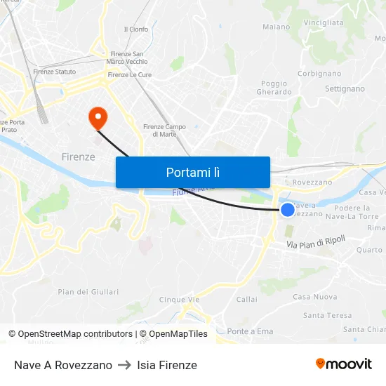 Nave A Rovezzano to Isia Firenze map