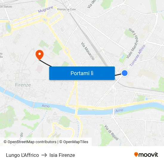 Lungo L'Affrico to Isia Firenze map