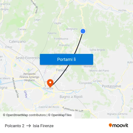 Polcanto 2 to Isia Firenze map