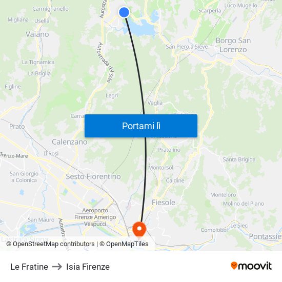 Le Fratine to Isia Firenze map