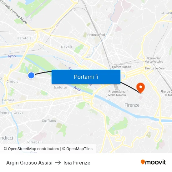 Argin Grosso Assisi to Isia Firenze map