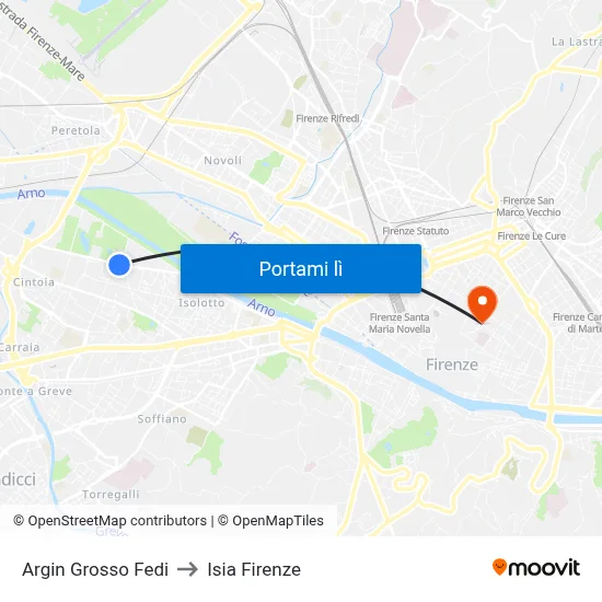 Argin Grosso Fedi to Isia Firenze map