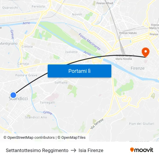 Settantottesimo Reggimento to Isia Firenze map
