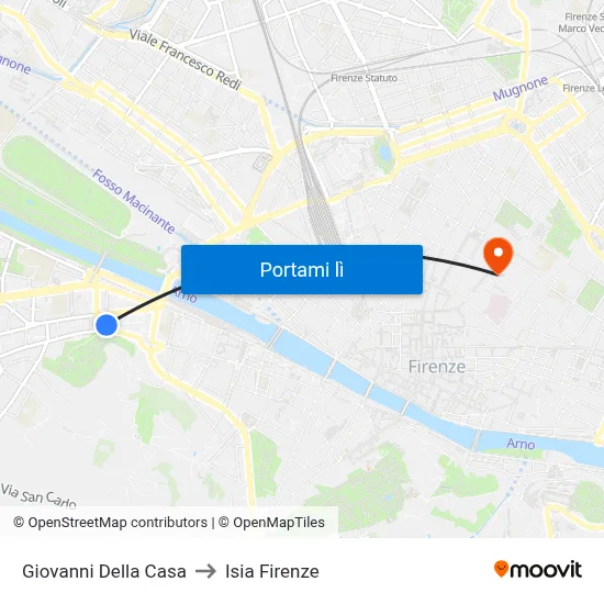 Giovanni Della Casa to Isia Firenze map