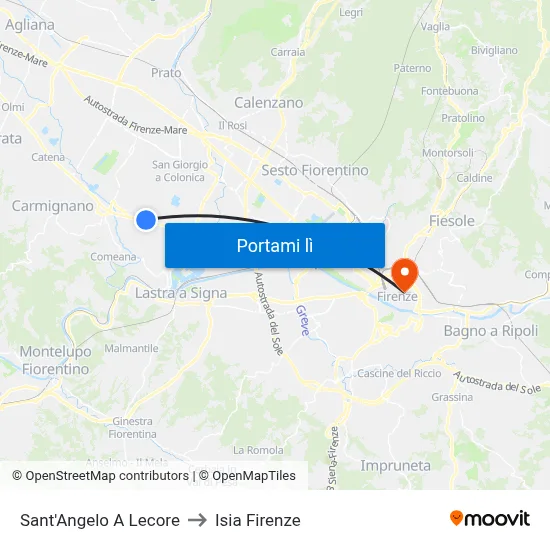 Sant'Angelo A Lecore to Isia Firenze map