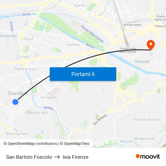 San Bartolo Foscolo to Isia Firenze map