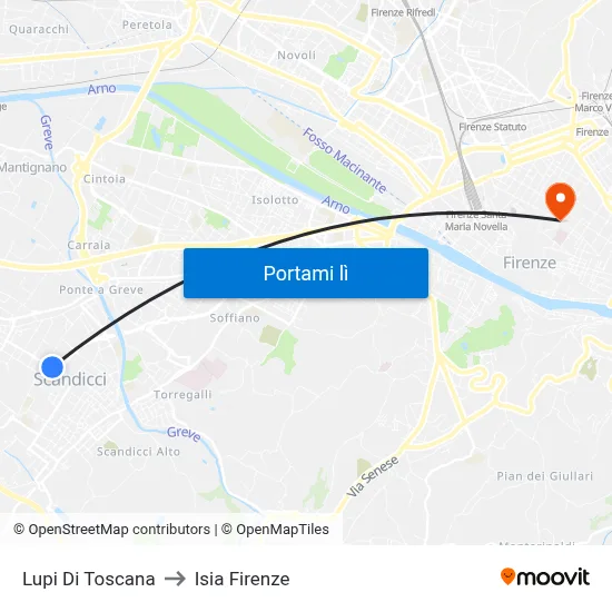Lupi Di Toscana to Isia Firenze map