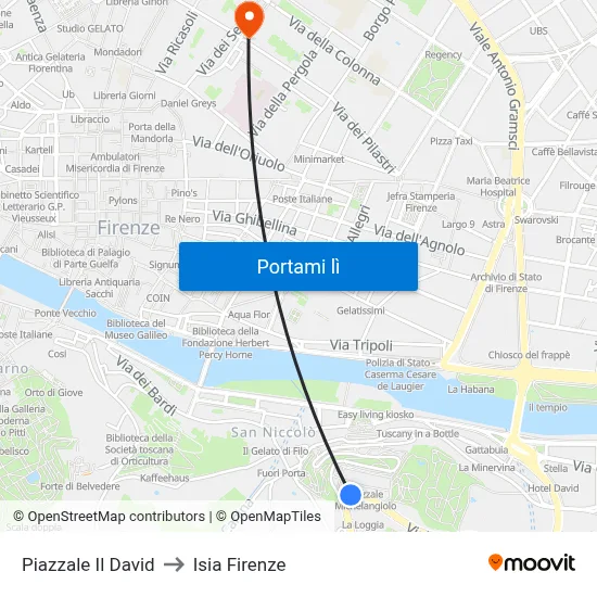 Piazzale Il David to Isia Firenze map
