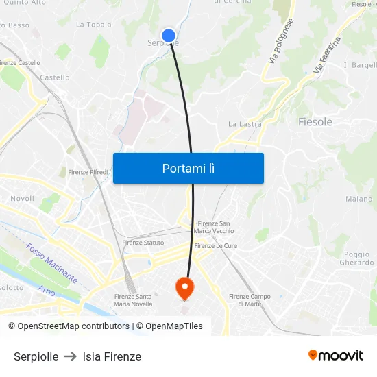 Serpiolle to Isia Firenze map