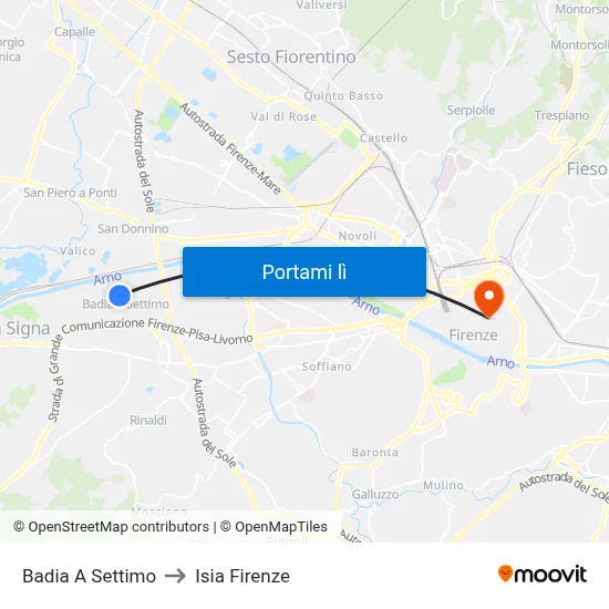 Badia A Settimo to Isia Firenze map