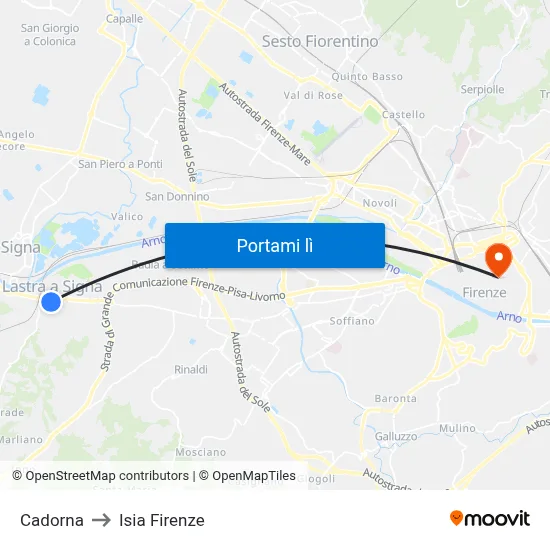 Cadorna to Isia Firenze map