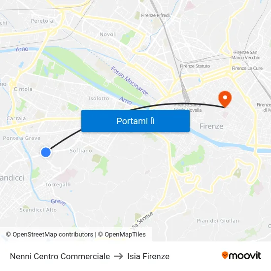 Nenni Centro Commerciale to Isia Firenze map