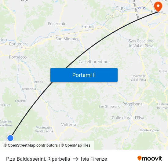 P.za Baldasserini, Riparbella to Isia Firenze map