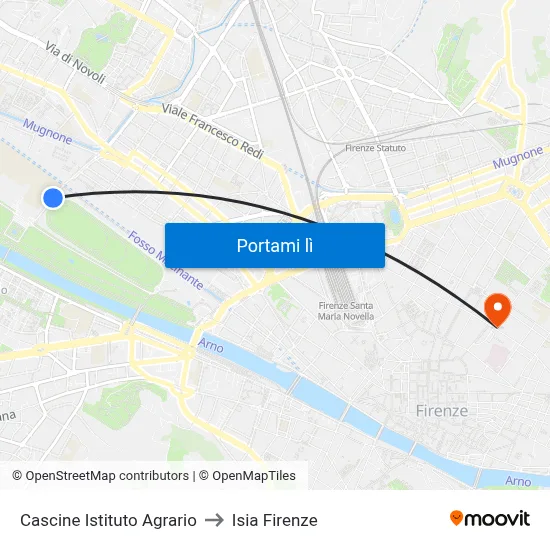 Cascine Istituto Agrario to Isia Firenze map