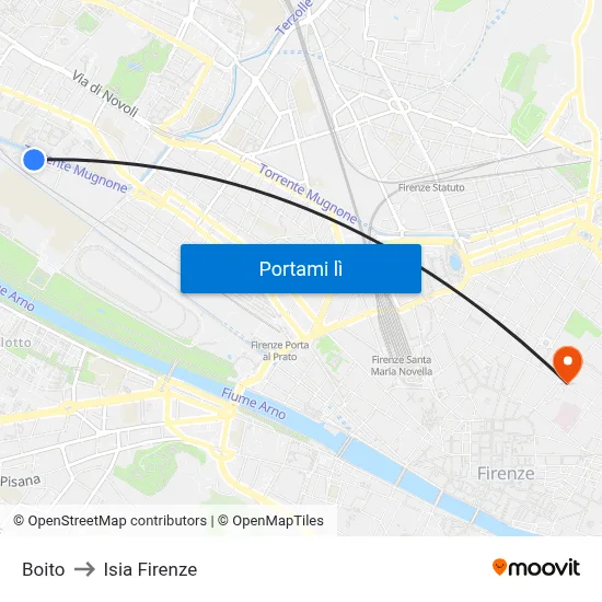Boito to Isia Firenze map