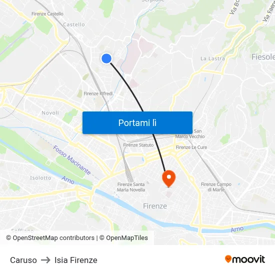 Caruso to Isia Firenze map