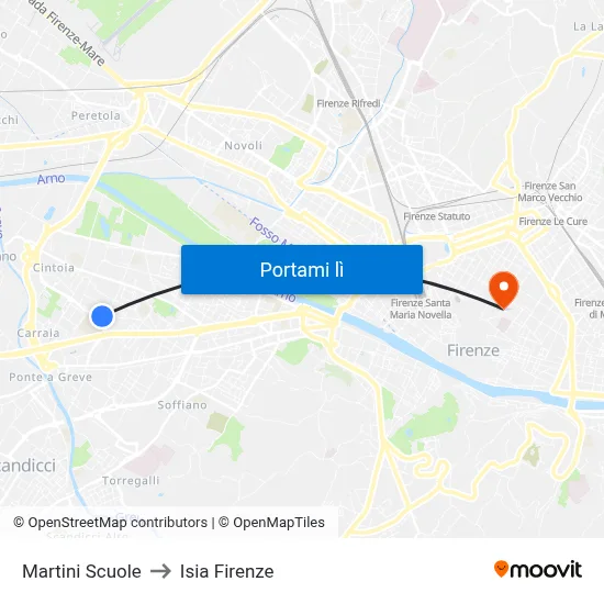 Martini Scuole to Isia Firenze map