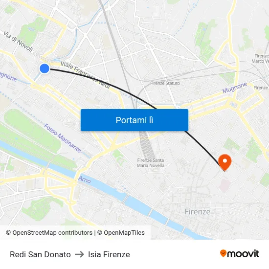 Redi San Donato to Isia Firenze map