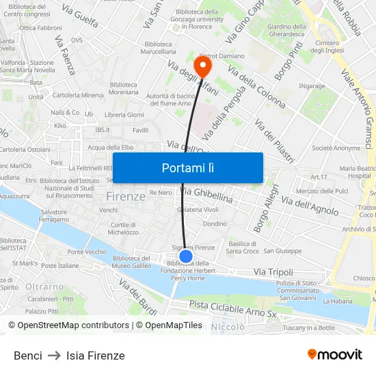 Benci to Isia Firenze map