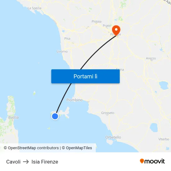 Cavoli to Isia Firenze map