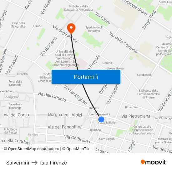 Salvemini to Isia Firenze map