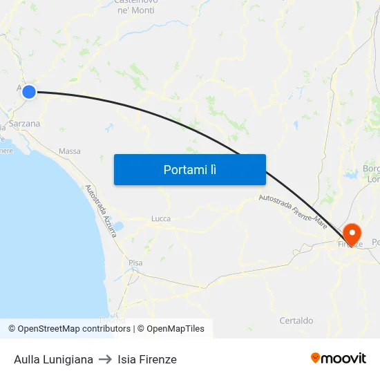 Aulla Lunigiana to Isia Firenze map