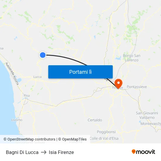 Bagni Di Lucca to Isia Firenze map