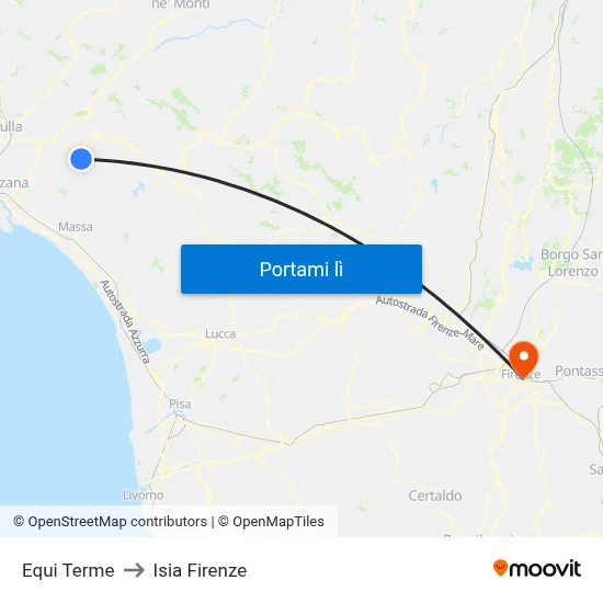 Equi Terme to Isia Firenze map