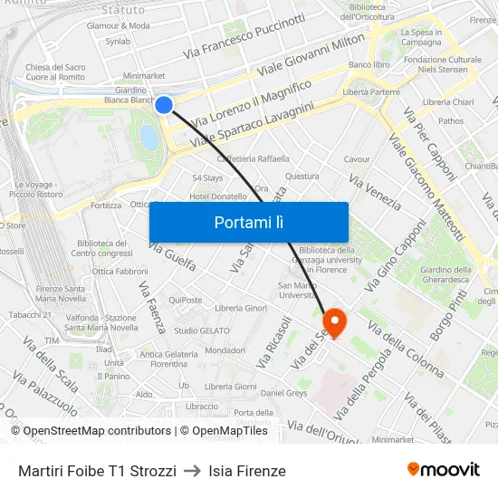 Martiri Foibe T1 Strozzi to Isia Firenze map