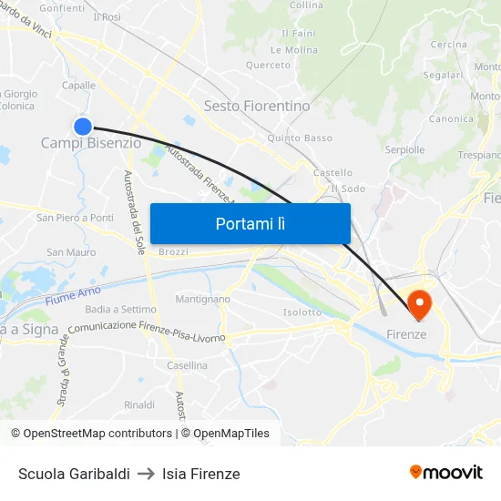 Scuola Garibaldi to Isia Firenze map