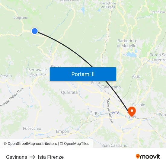 Gavinana to Isia Firenze map