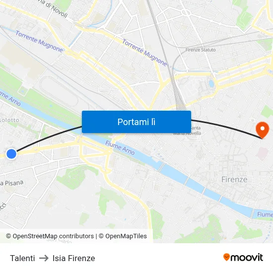 Talenti to Isia Firenze map