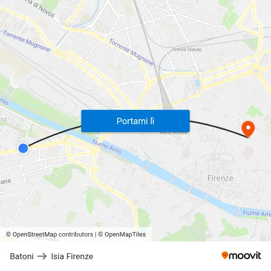Batoni to Isia Firenze map