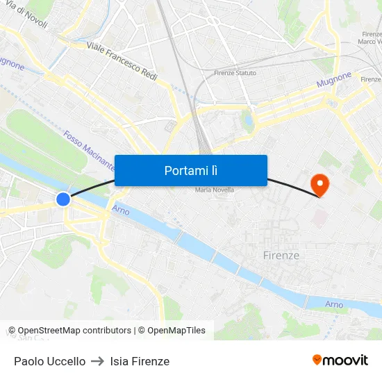 Paolo Uccello to Isia Firenze map