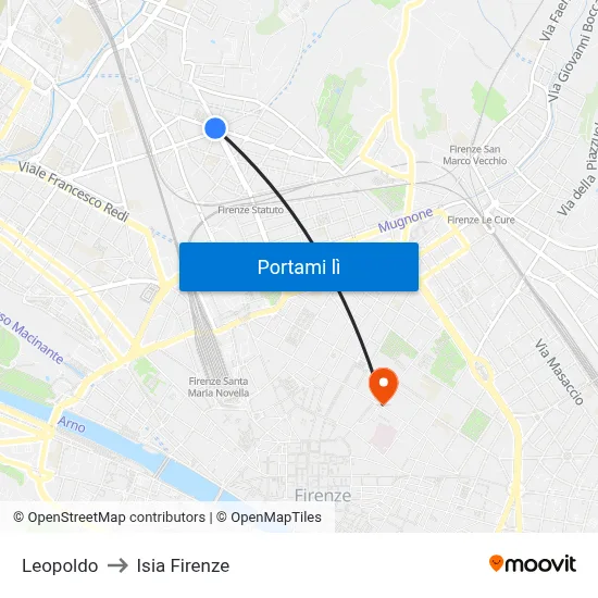 Leopoldo to Isia Firenze map