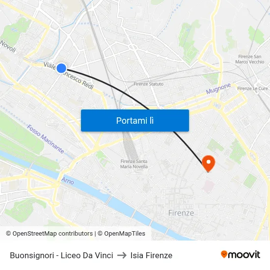 Buonsignori - Liceo Da Vinci to Isia Firenze map