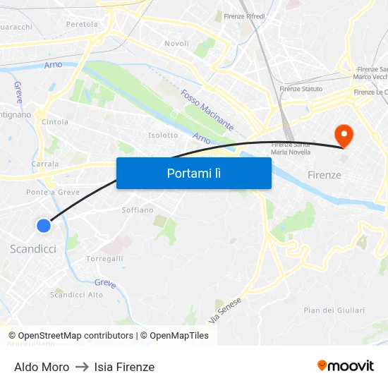 Aldo Moro to Isia Firenze map