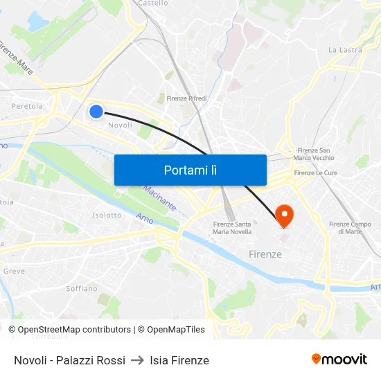 Novoli - Palazzi Rossi to Isia Firenze map