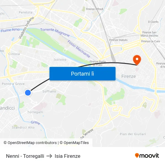 Nenni - Torregalli to Isia Firenze map